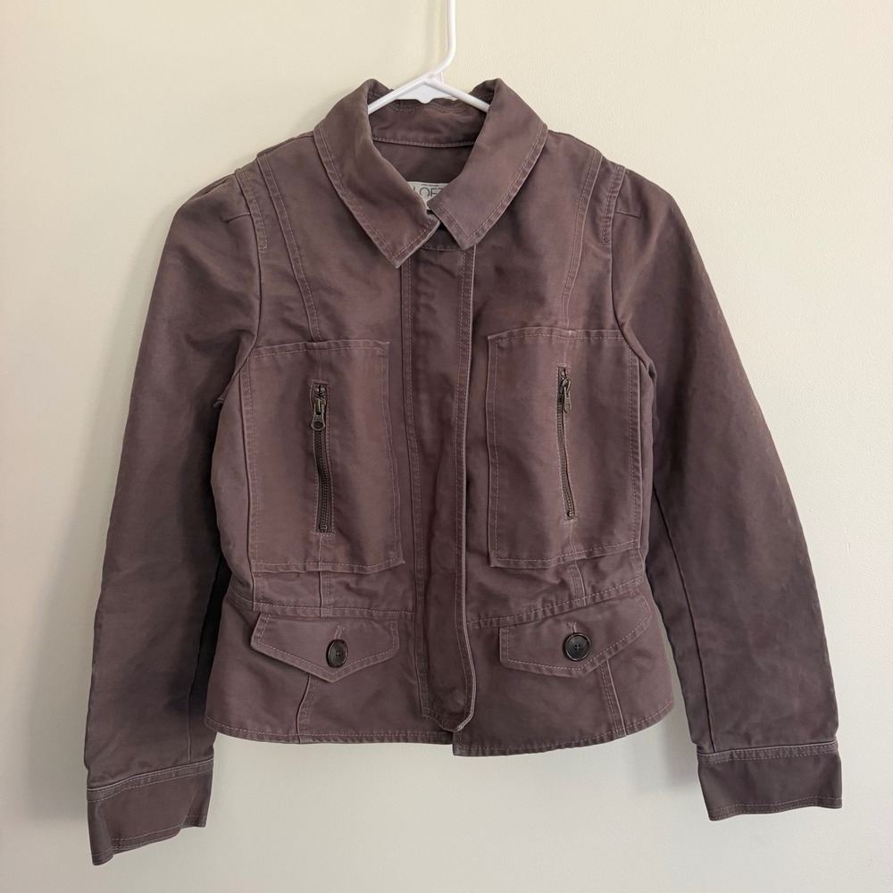 LOFT Brown Canvas Moto / Utility Jacket, Size 4P